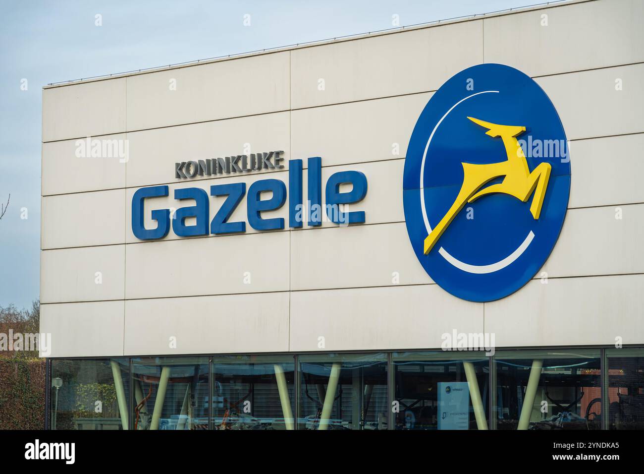 Dieren, The Netherlands, 24.11.2024, Factory of dutch bicycle manufacturer Koninklijke Gazelle, logo and sign on the building Stock Photo