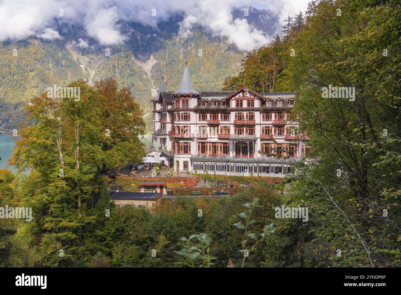 Historic hotel in an impressive mountain landscape surrounded by ...