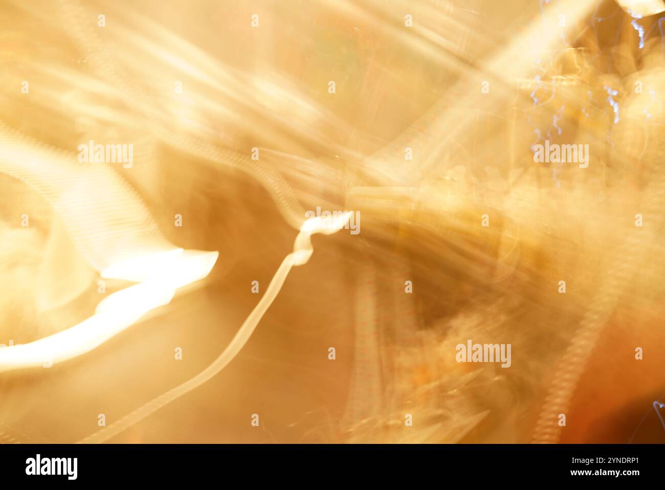 Background bokeh light reflections yellow with fog Stock Photo