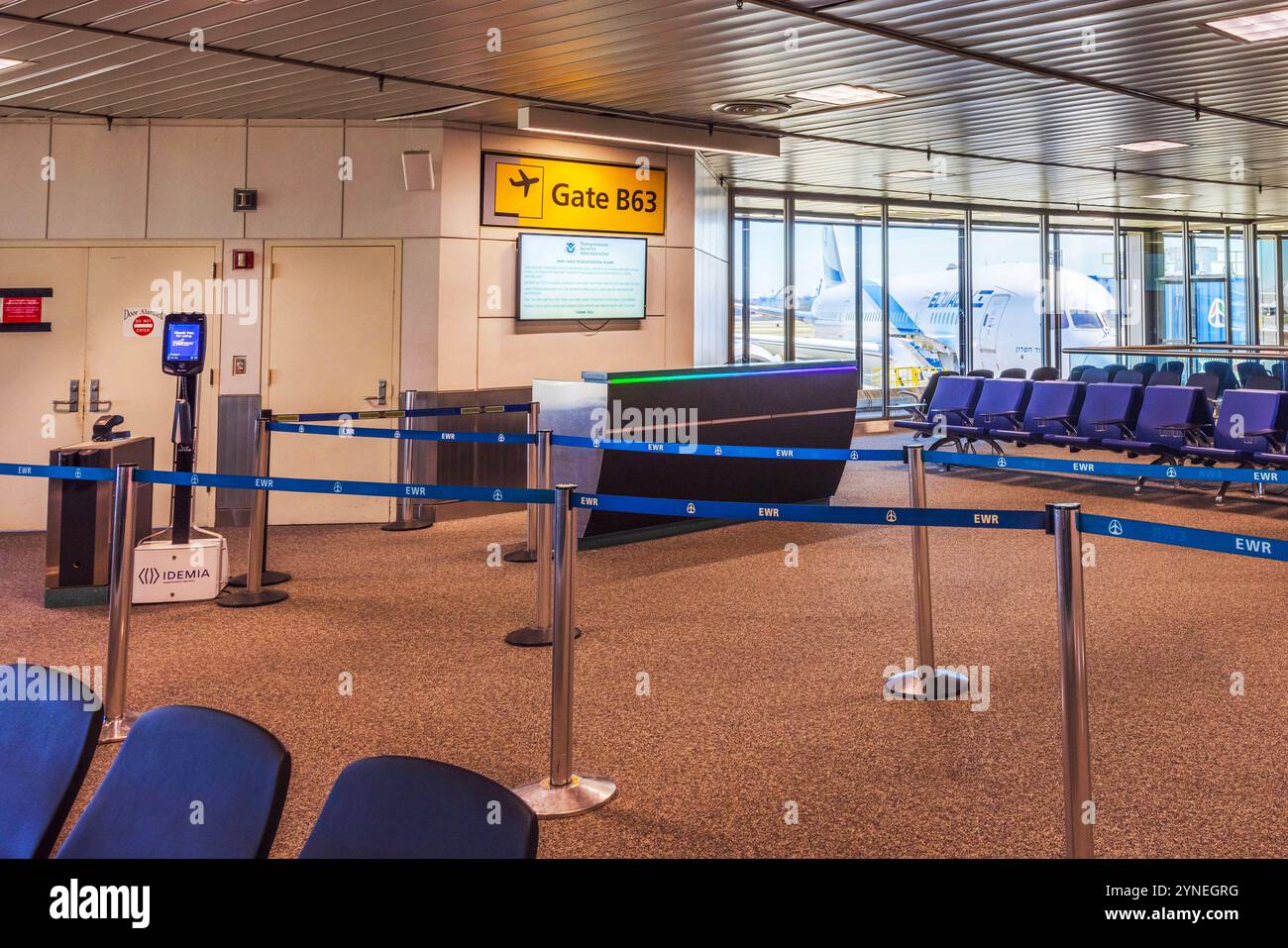 Empty boarding gate area at Newark Liberty International Airport, Gate