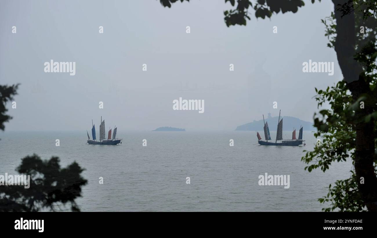 Old 18th century ship on taihu lake Jiangsu province China. High quality photo Stock Photo