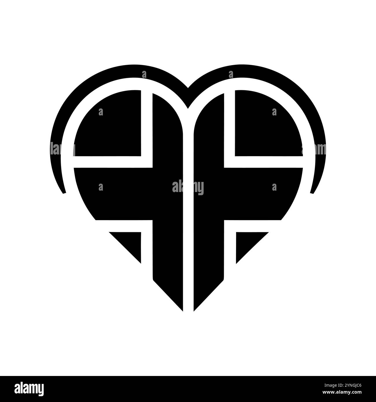 A modern, stylized heart icon featuring geometric patterns. Perfect for expressing love and creativity. Ideal for graphic design and branding projects Stock Vector