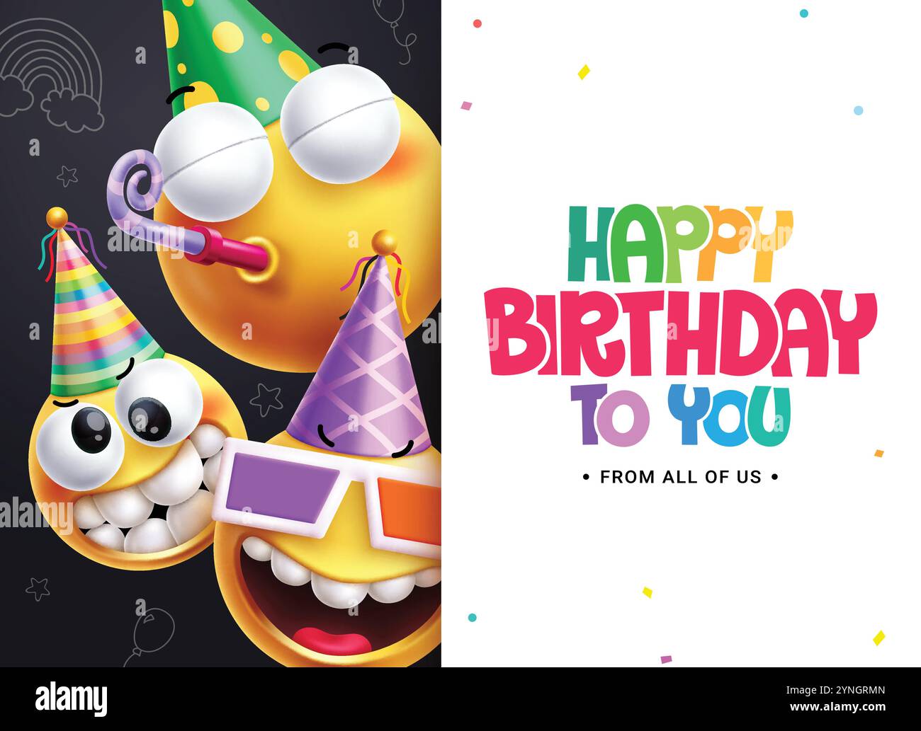 Happy birthday emojis clipart background template birthday greeting