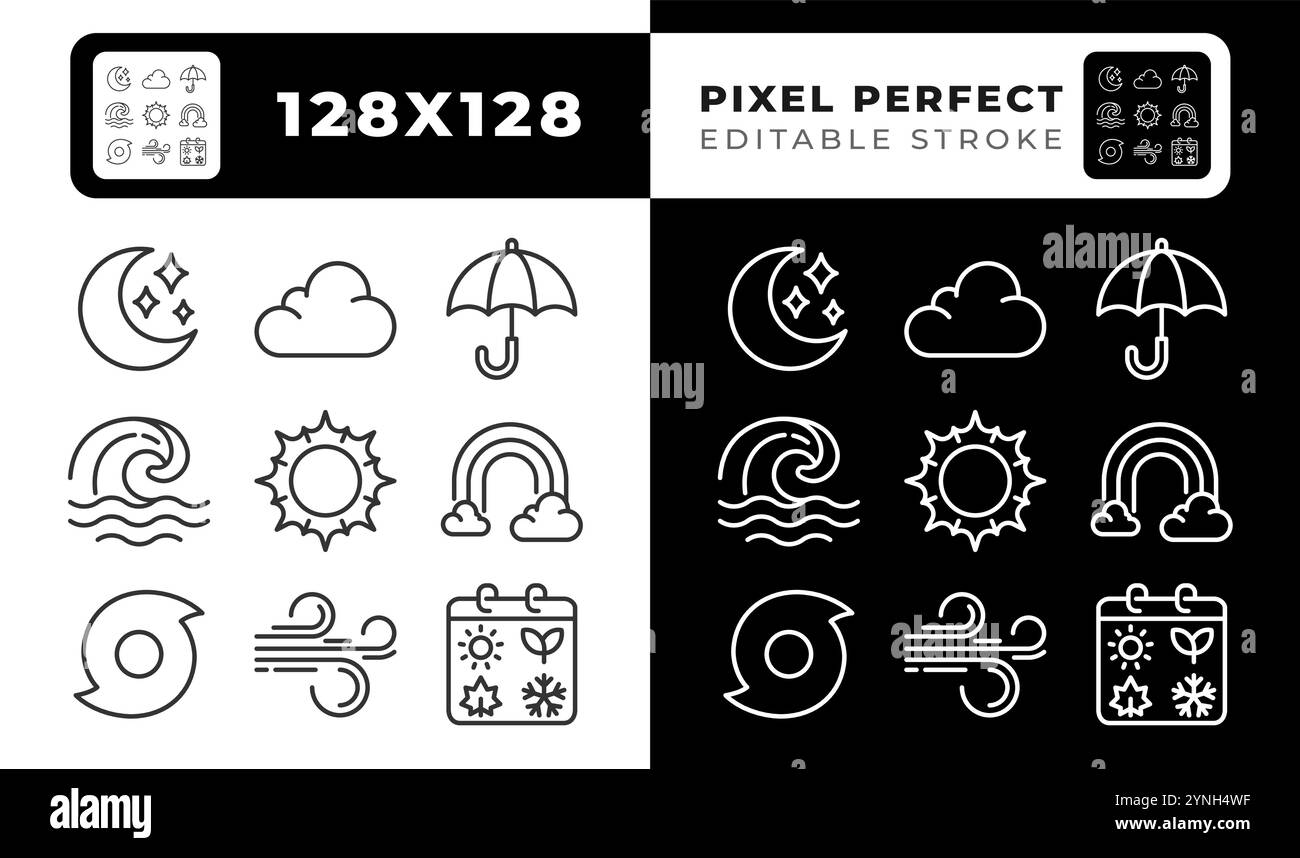 Climate linear icons set for dark, light mode Stock Vector Image & Art ...