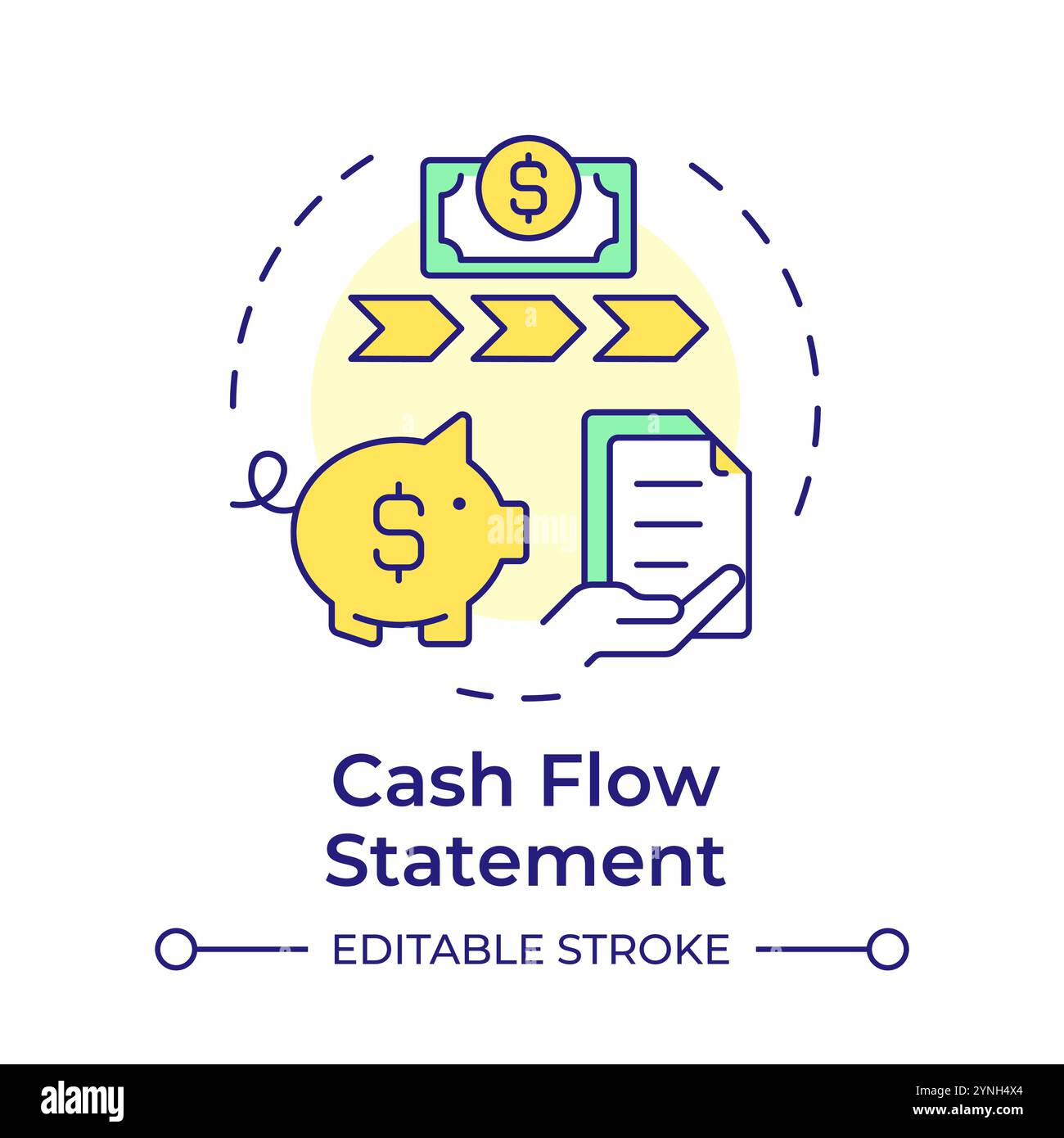 Cash flow statement multi color concept icon Stock Vector