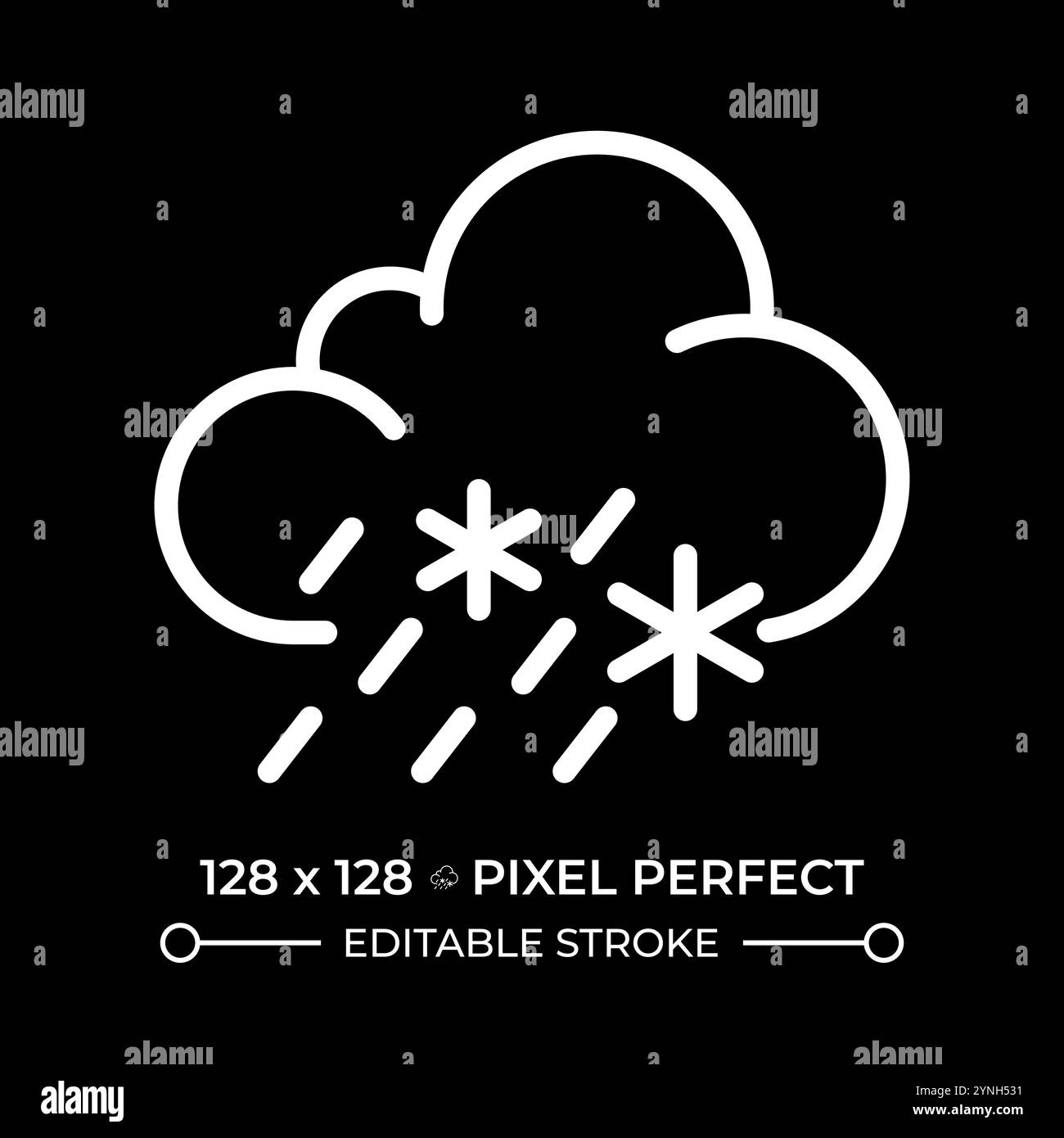 Sleet white linear icon for dark theme Stock Vector