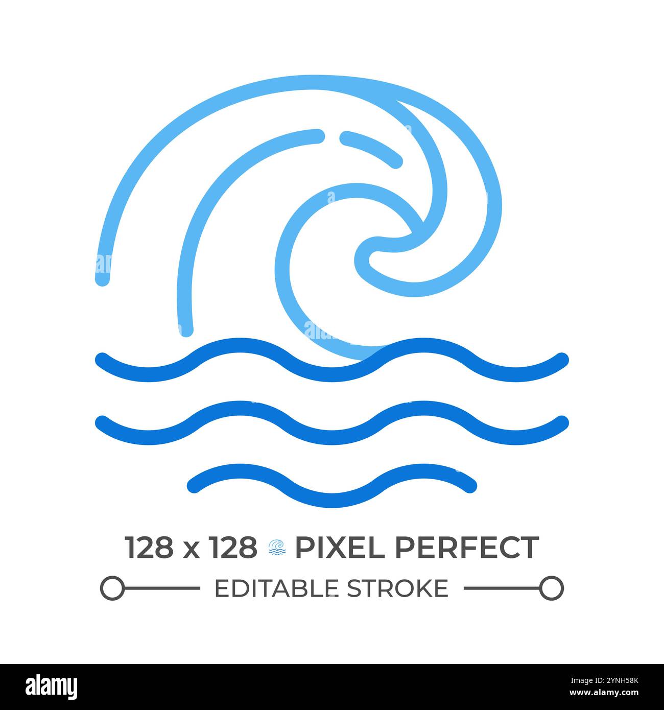 Wave two color line icon Stock Vector