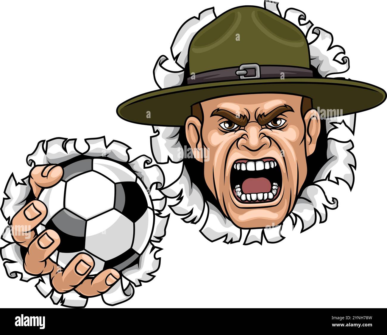 Drill Instructor Sergeant Soccer Football Mascot Stock Vector