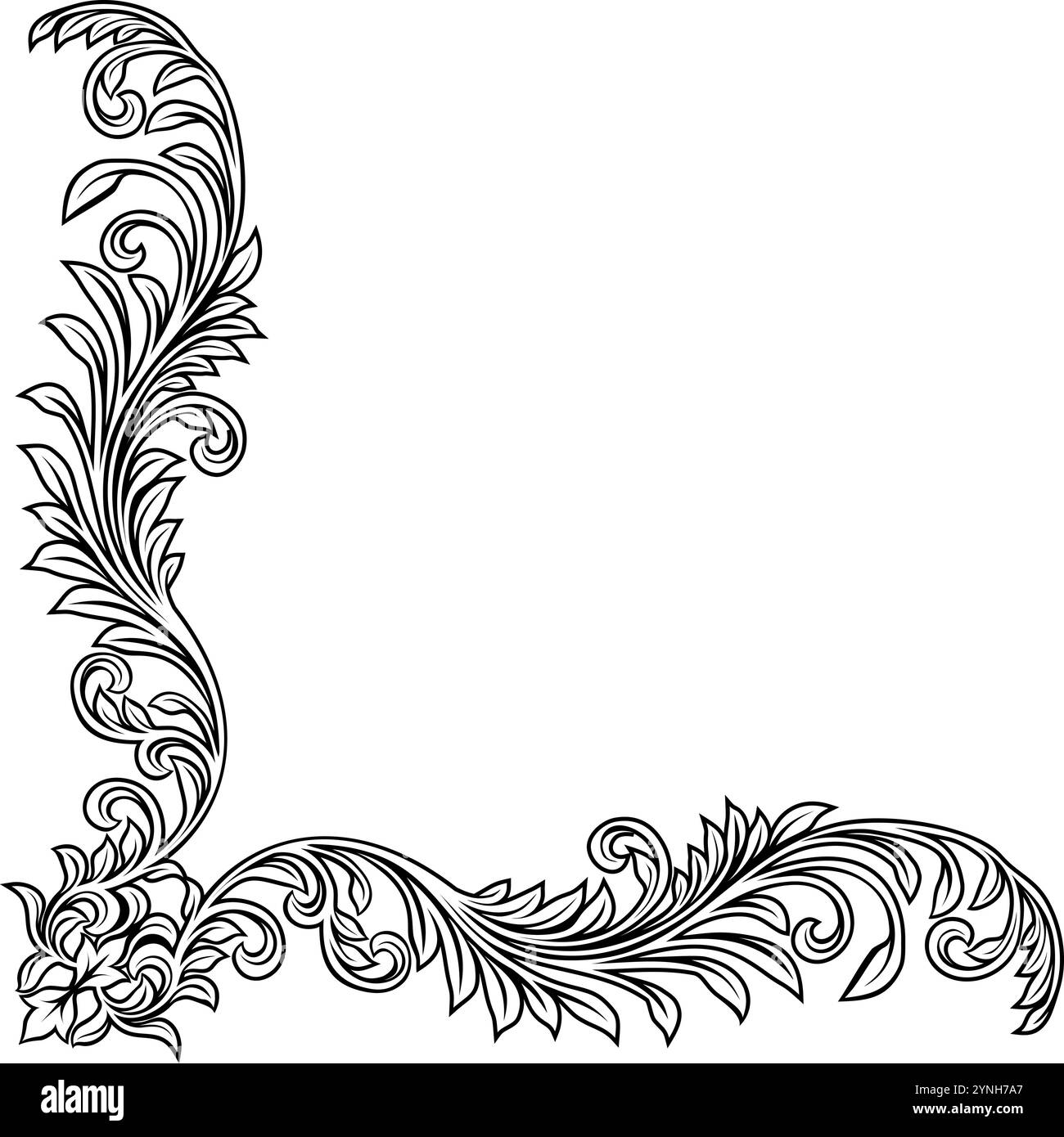 Filigree Crest Corner Motif Floral Pattern Frame Stock Vector