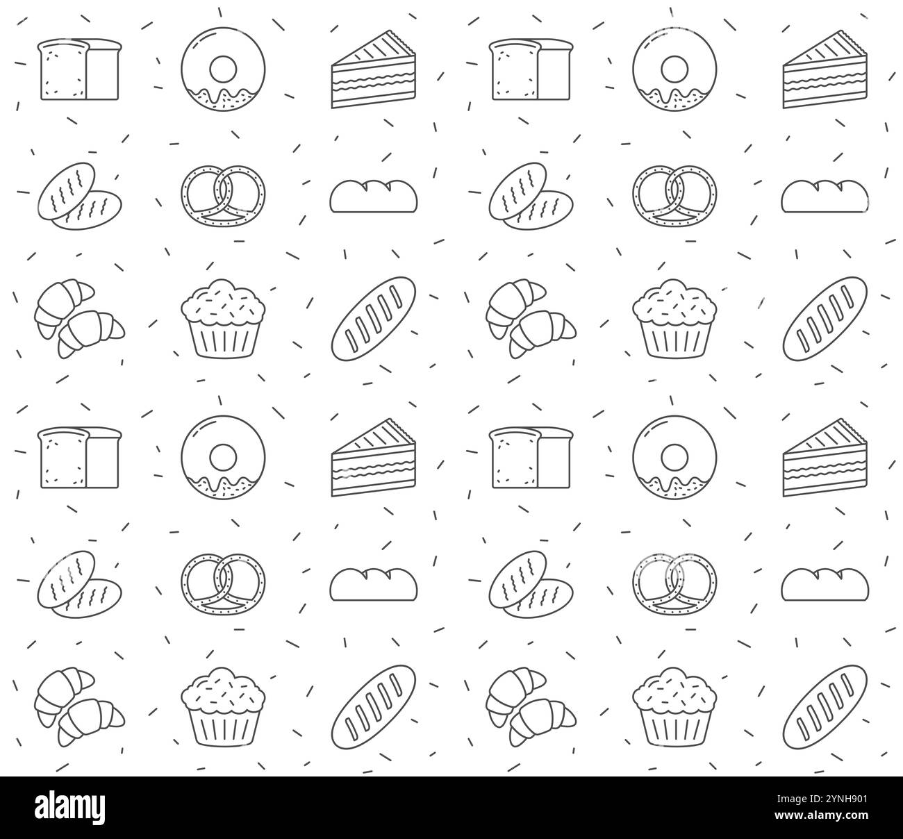 Seamless pattern for bakery with line icons, vector eps10 illustration ...