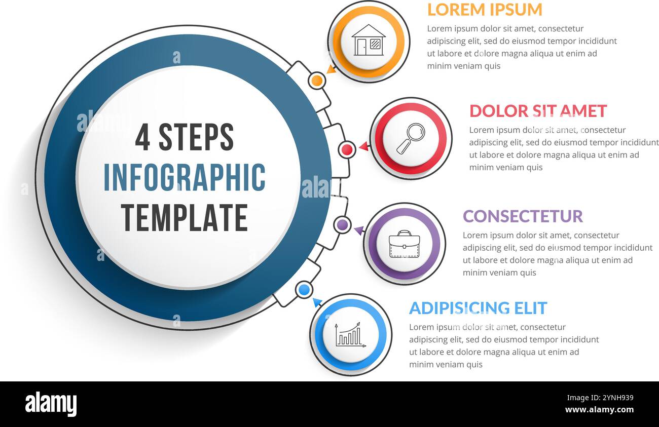 Infographic template with four steps or options, workflow, process ...
