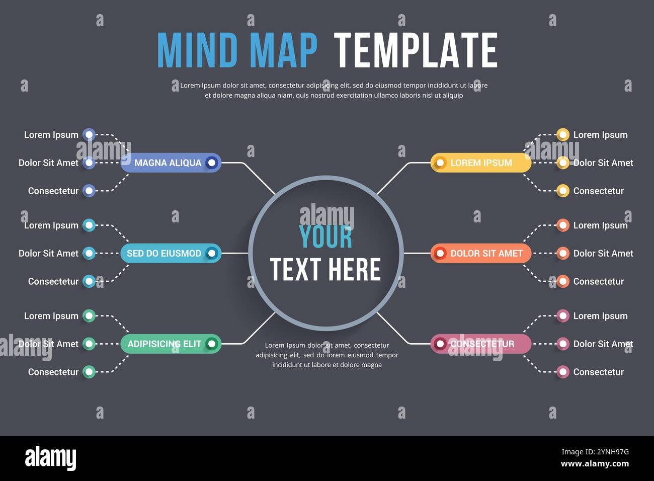 Absrtact mind map template, business infographics, vector eps10 illustration Stock Vector