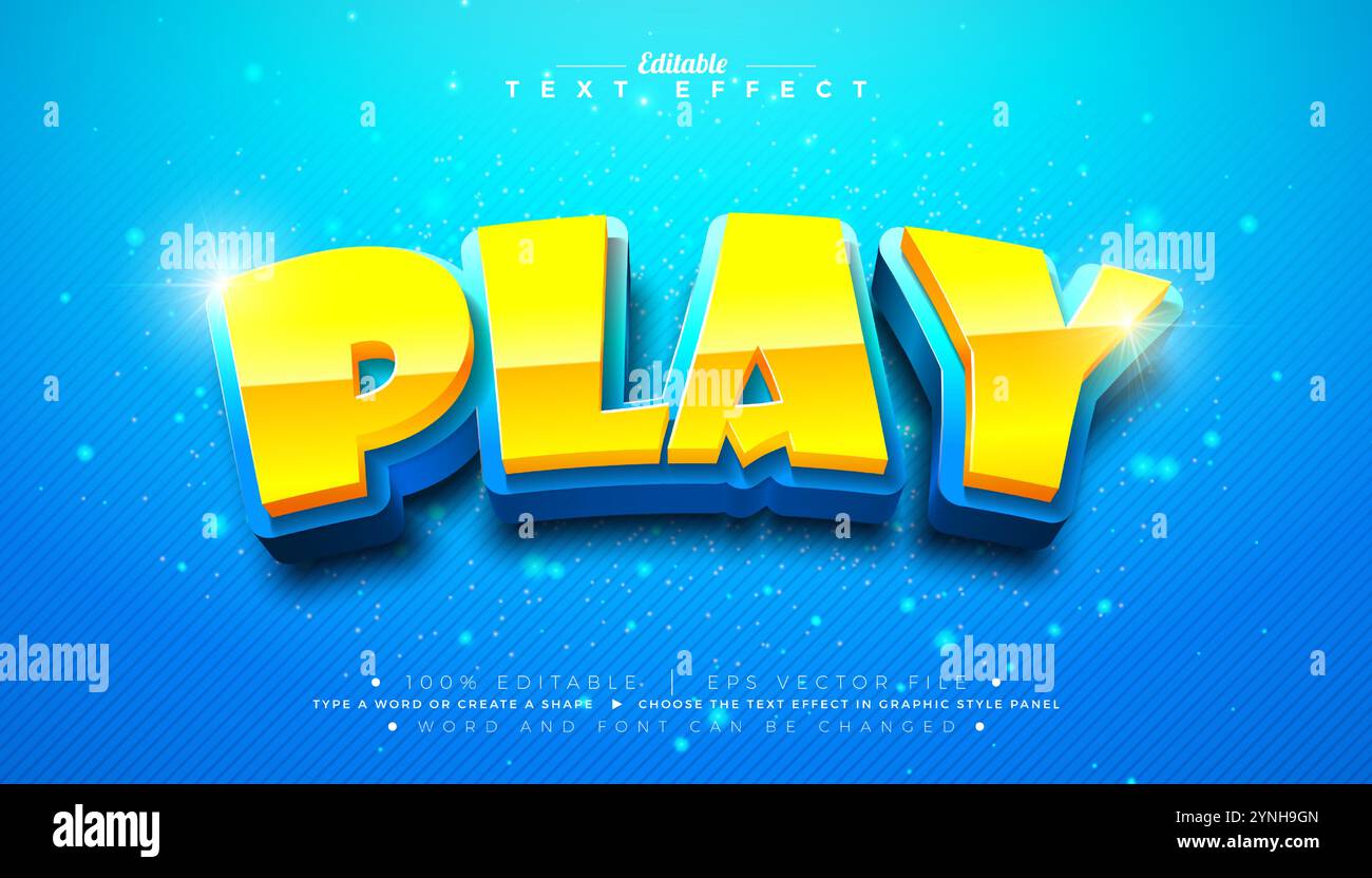 Play 3D Text Effect Design Editable and Scalable Vector Graphic Style ...