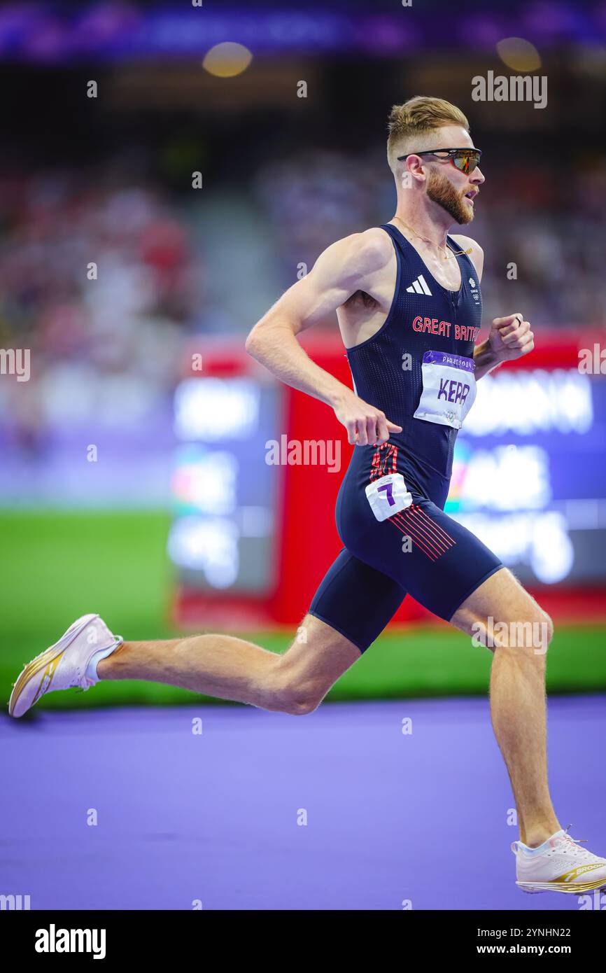 Josh Kerr participating in the 1500 meters at the Paris 2024 Olympic