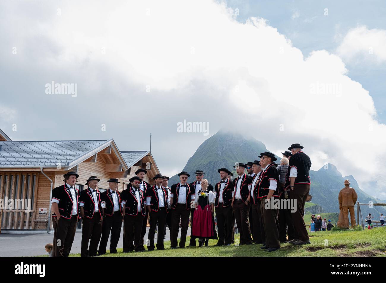 Swiss Alphorn Music Festival in Männlichen Stock Photo
