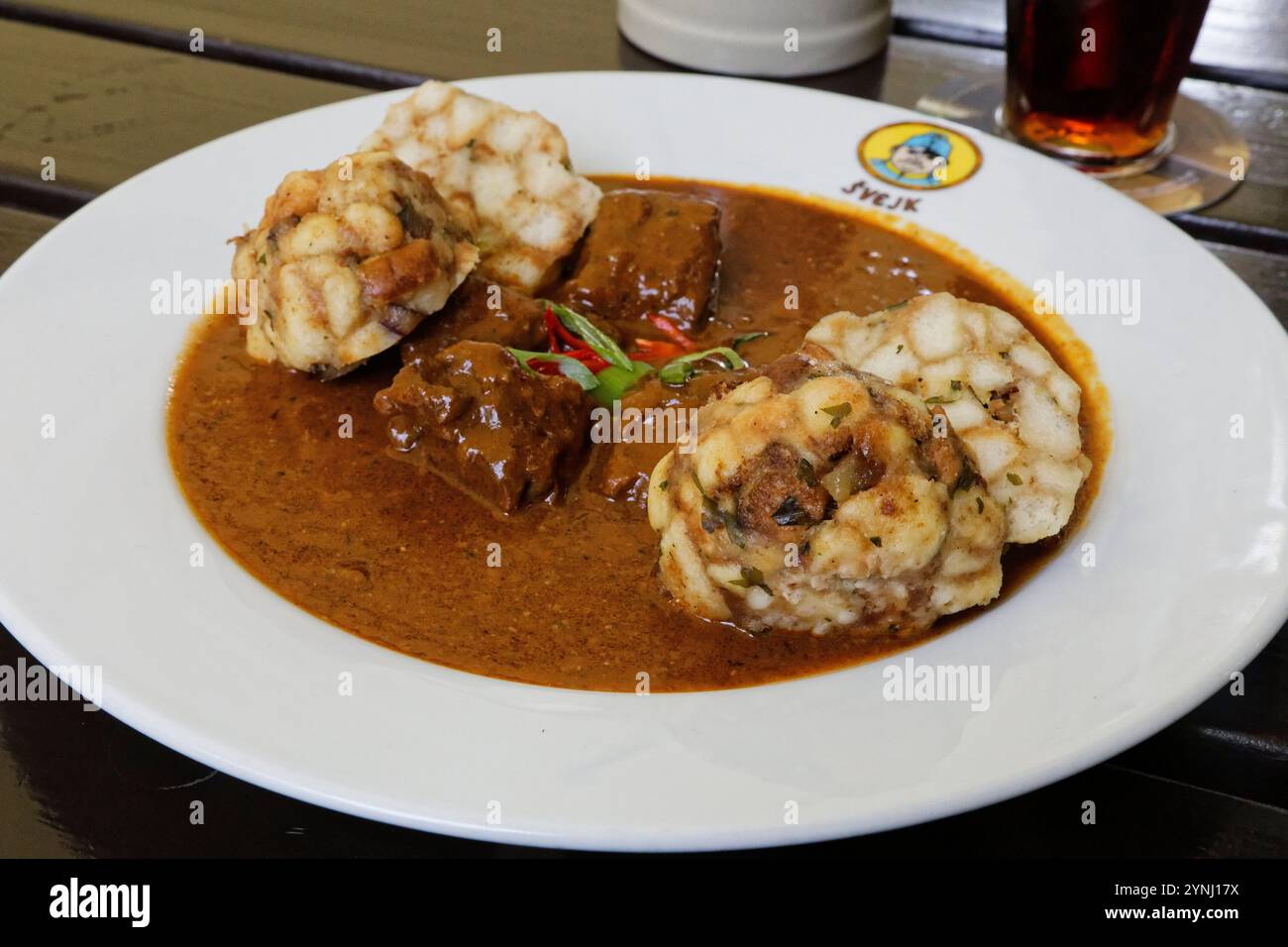 Dumplings with Goulash, Švejk Restaurant U Pětatřicátníků, Restaurant U ...