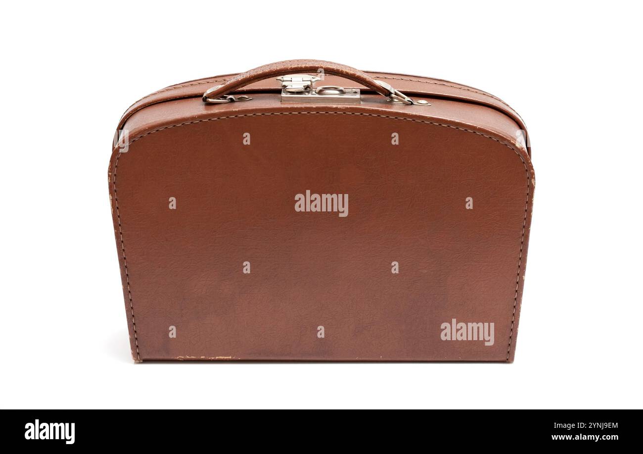 Run-down suitcase isolated on a white background Stock Photo - Alamy