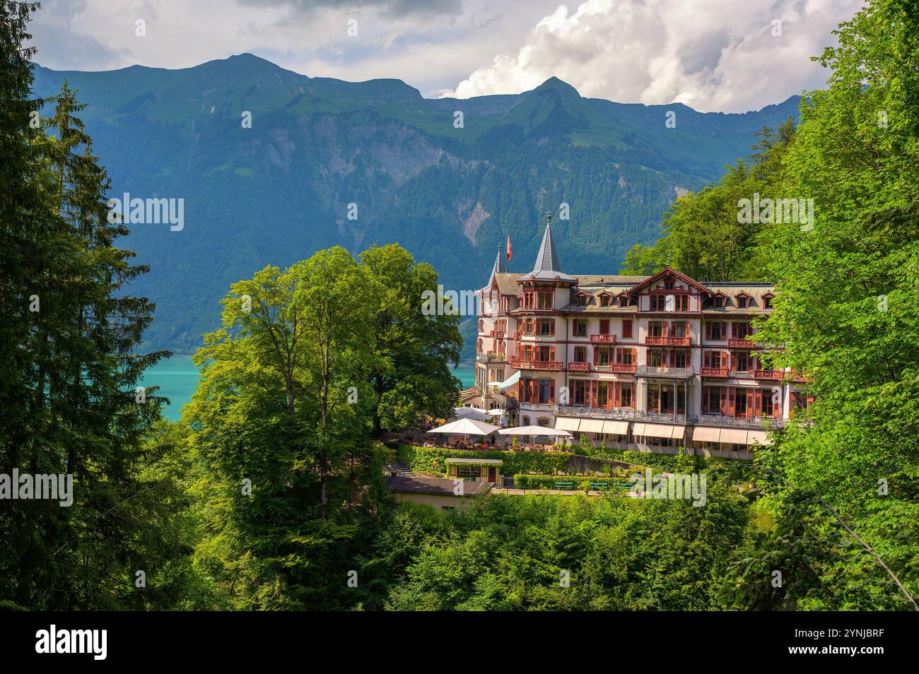 Grandhotel Giessbach Overlooking Lake Brienz, Switzerland Stock Photo ...