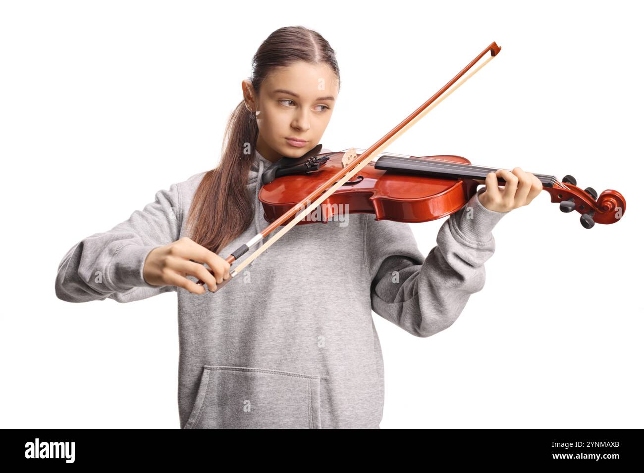 Teenage girl playing a violin isolated on white background Stock Photo ...