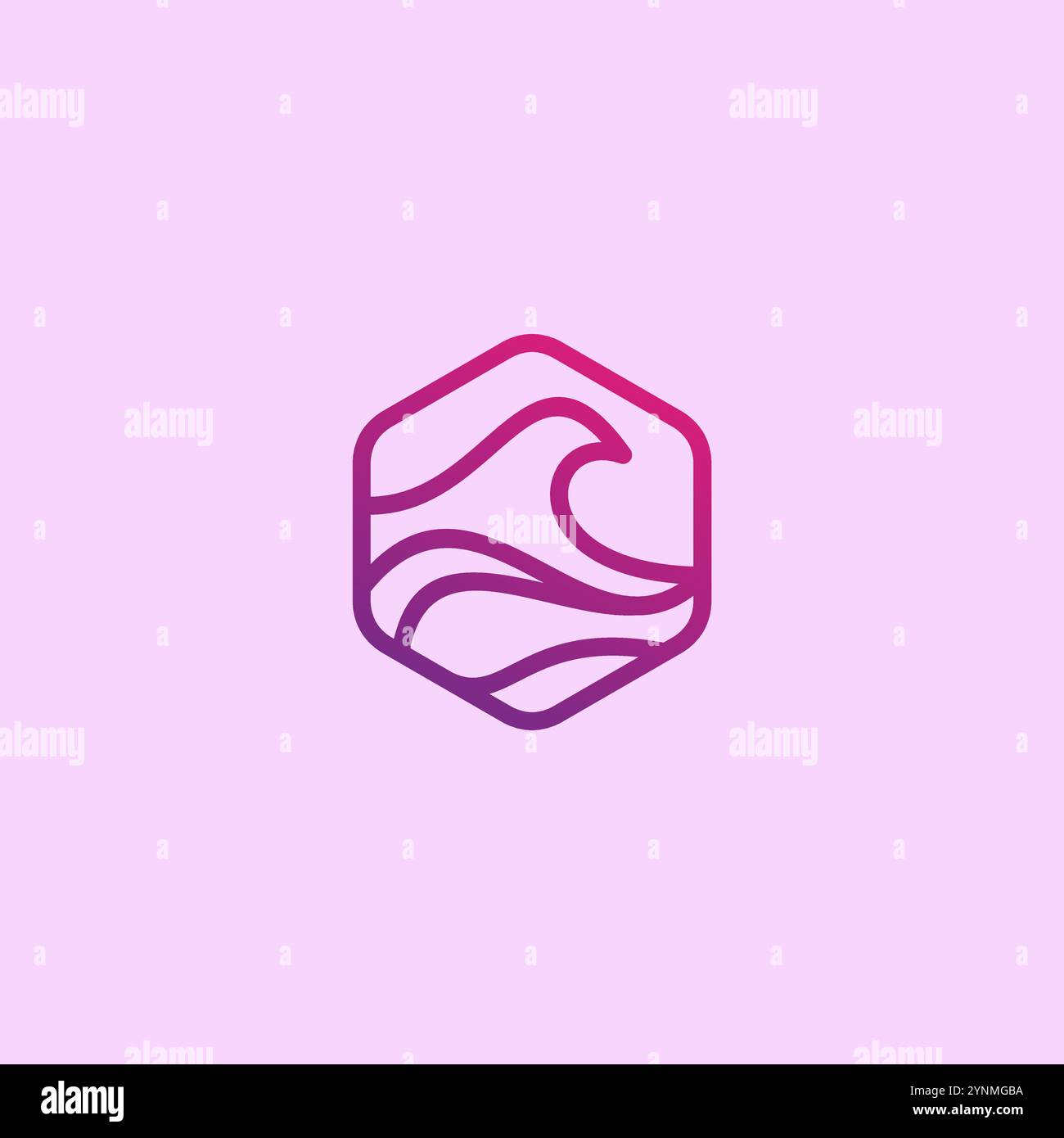 Hexagon Wave Logo Design. Beach Icon Vector Stock Vector