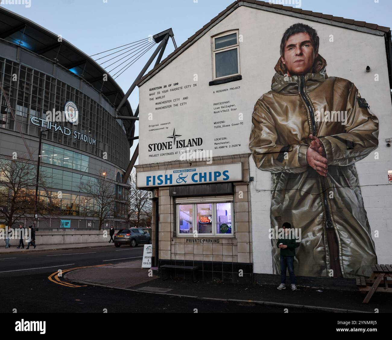 Manchester UK 26th Nov 2024 Liam Gallagher Stone Island Mural Manchester UK 26th Nov 2024 Liam Gallagher Stone Island Mural