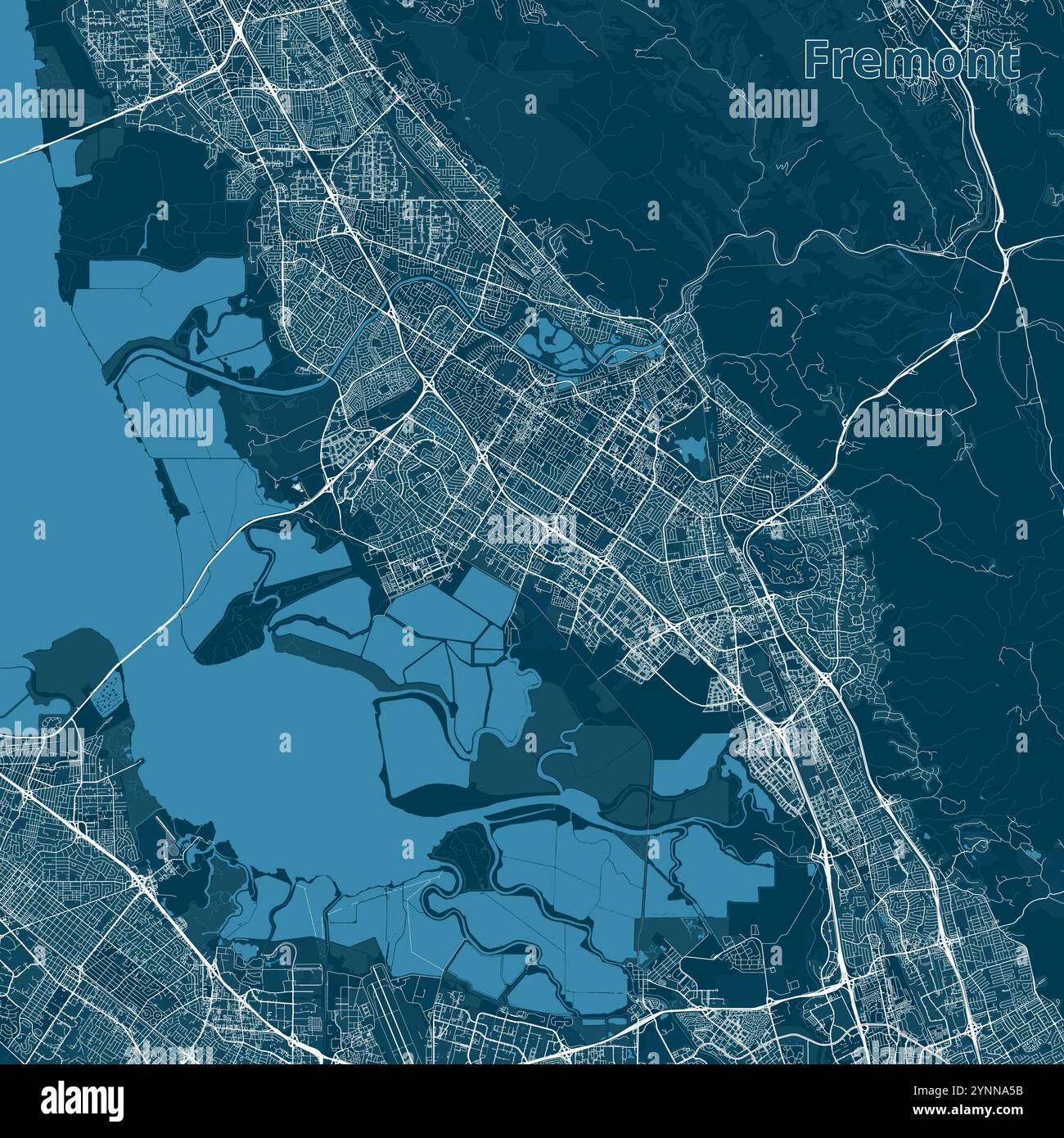 Fremont, California, USA map blueprint poster art Stock Vector Image ...