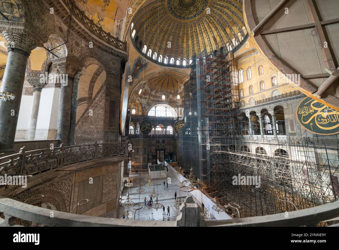 Interior detail from Hagia Sophia,a mosque and former church serving as a major cultural and historical site in Istanbul, Turkey. (2014) Stock Photo