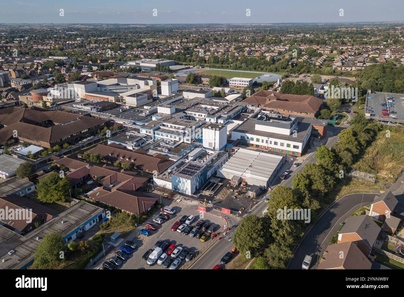 Aerial view of Stoke Mandeville Hospital, Aylesbury, UK. Stock Photo
