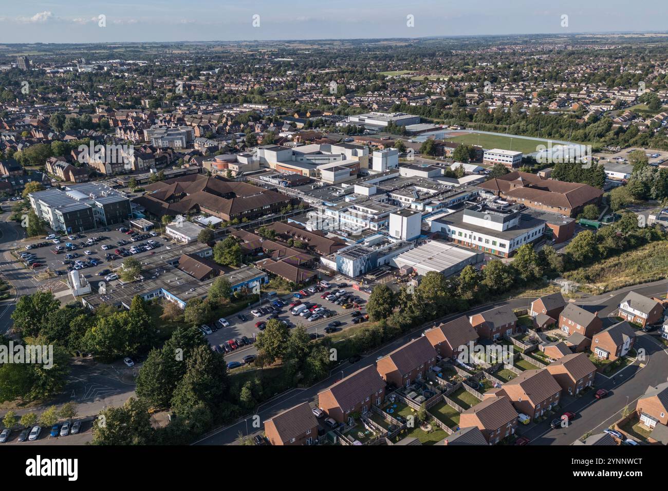 Aerial view of Stoke Mandeville Hospital, Aylesbury, UK. Stock Photo