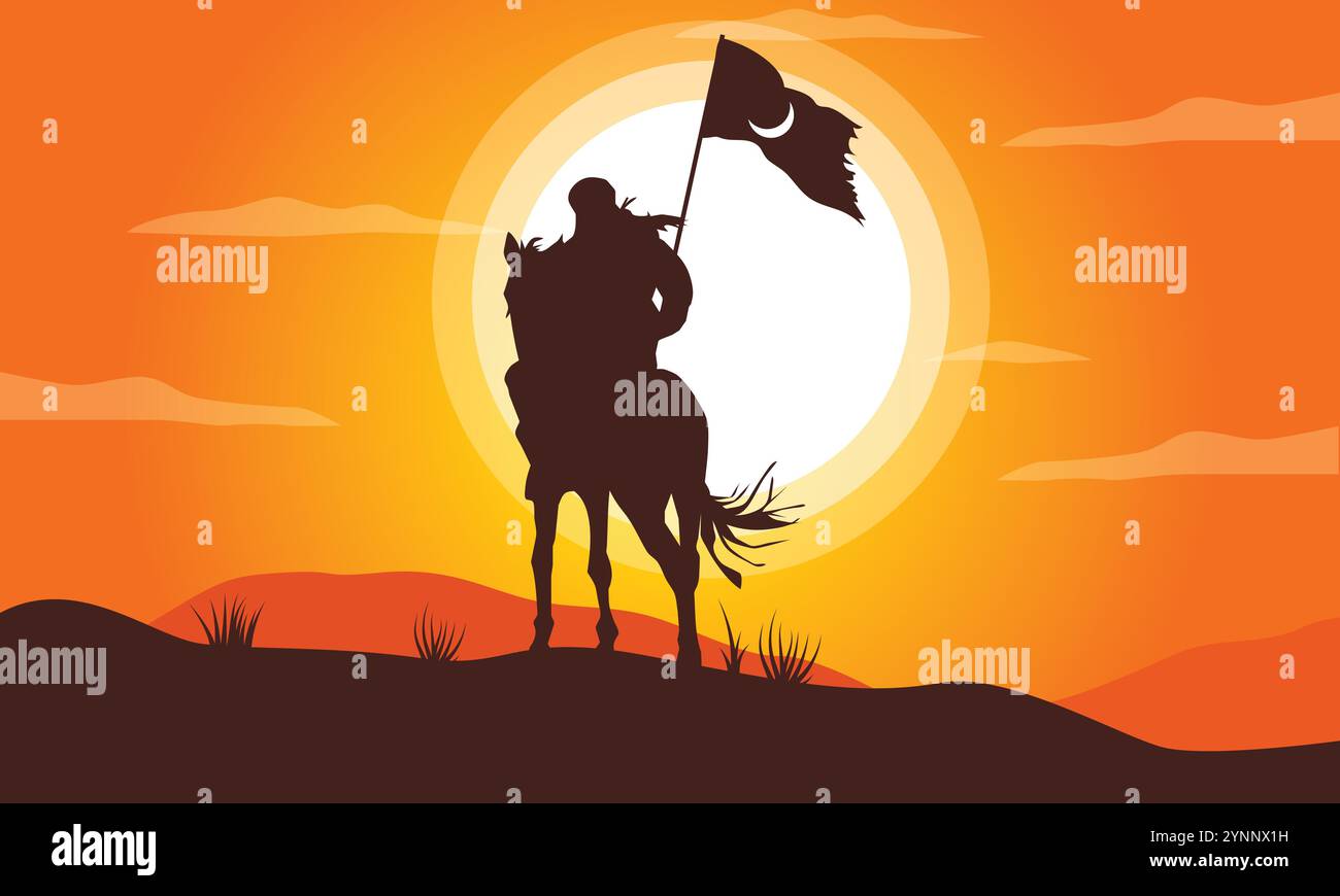 Muslim warrior with horse Illustration Stock Vector Image & Art - Alamy