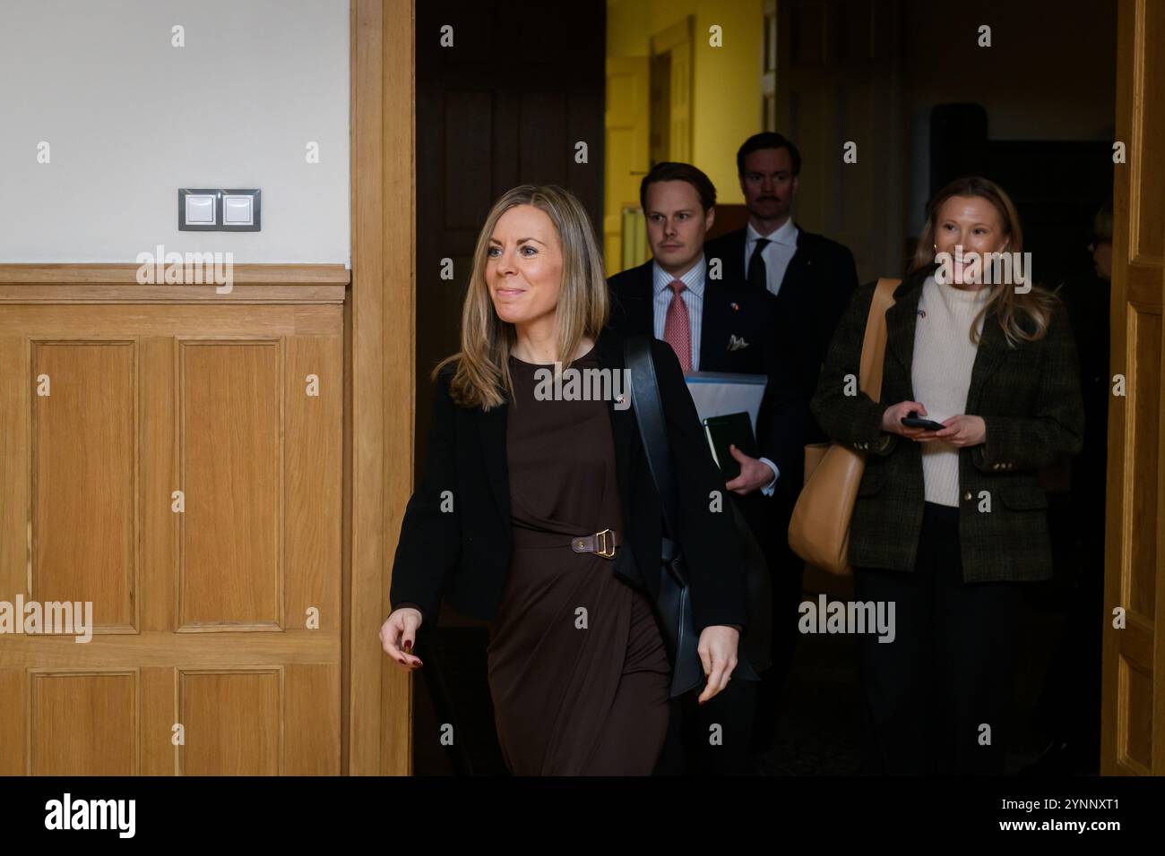 RIGA, Latvia. 26th Nov, 2024. Baiba Braze, Minister of Foreign Affairs of Latvia meets with Jessica Rosencrantz (at photo), Minister for EU Affairs of Sweden. Credit: Gints Ivuskans/Alamy Live News Stock Photo