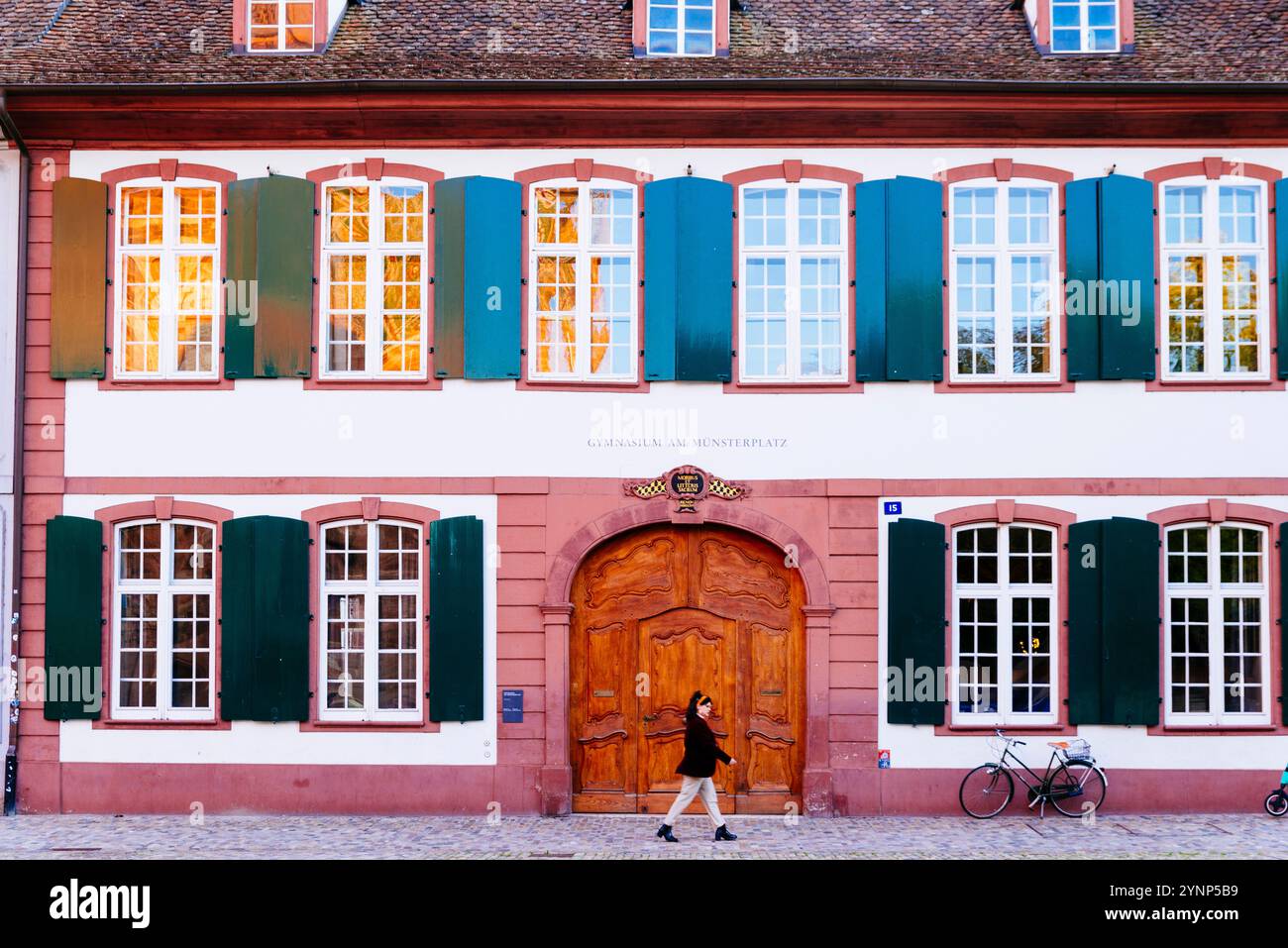 Gymnasium. Secondary school at Munsterplatz - Munster square. The oldest secondary school in the city of Basel and the second oldest in Switzerland. B Stock Photo