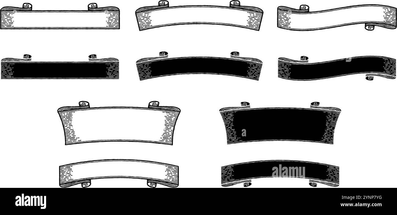 Horizontal monochrome retro design label set.It is vector data that is easy to edit. Stock Vector