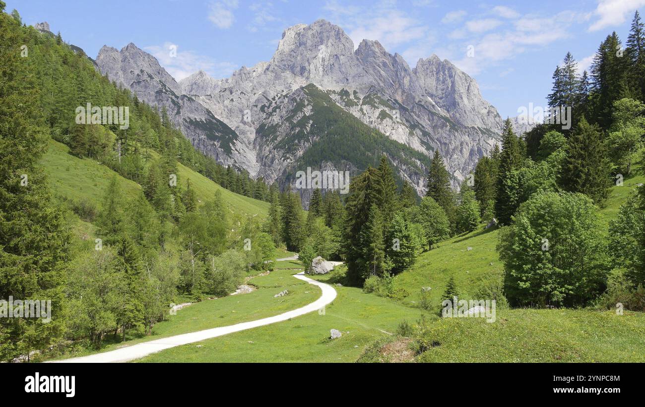 Dyllic hiking trail in the Klausbach valley near Ramsau (near ...