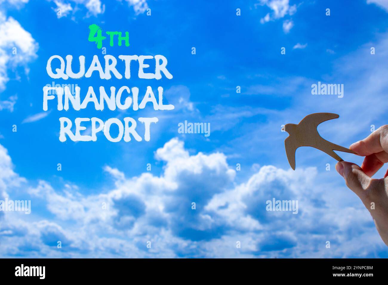 4th quarter financial report symbol. Concept words 4th quarter