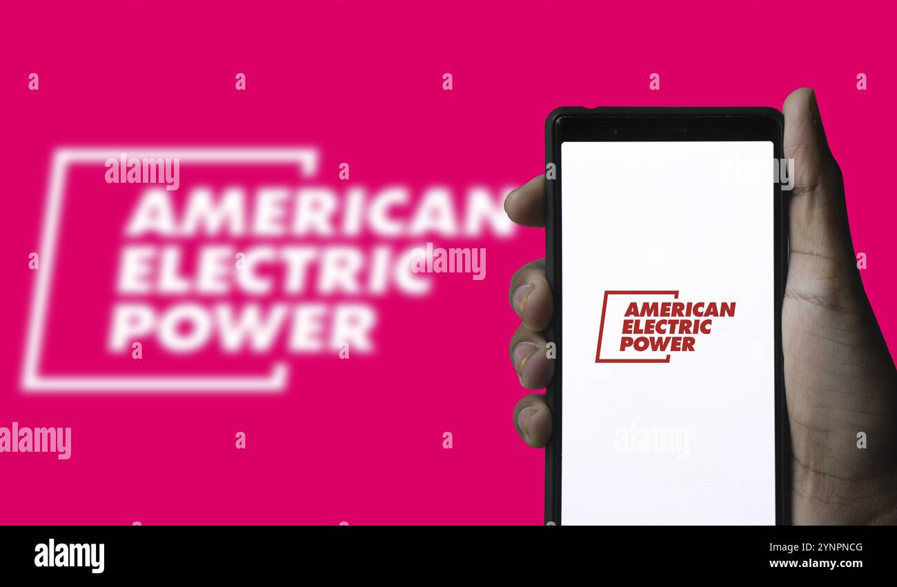 American Electric Power Company Inc. (AEP) on smartphone Stock Photo