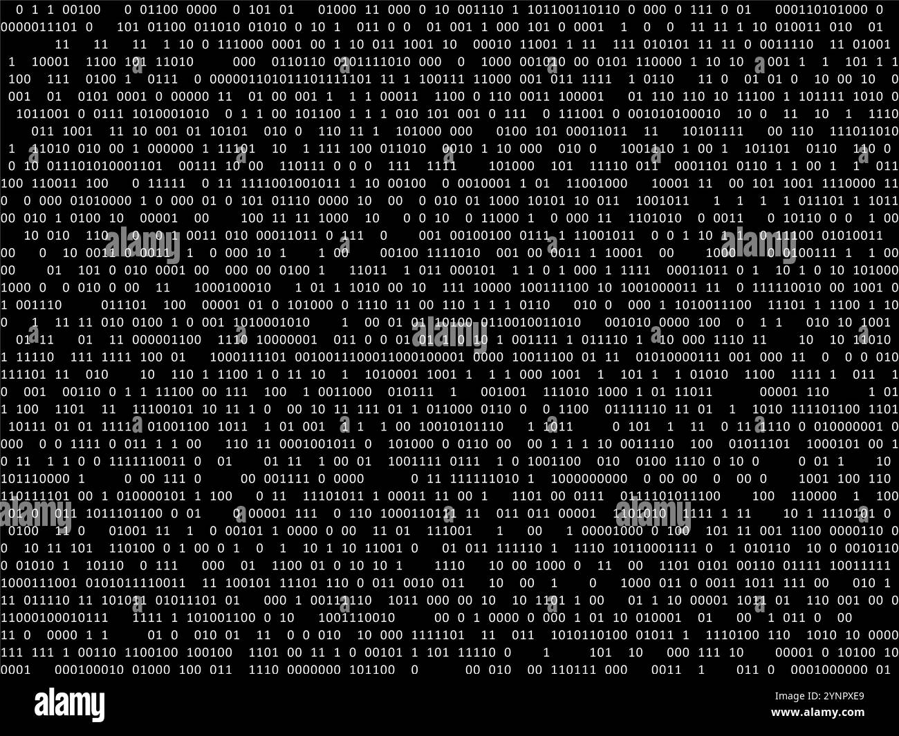 Abstract binary code background featuring rows of zeros and ones. Ideal for technology, programming, cybersecurity, AI, and data visualization project Stock Photo