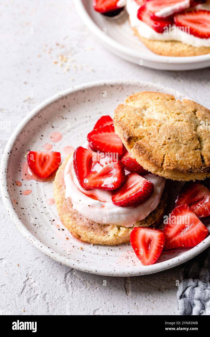 Gluten-free strawberry shortcake on a plate Stock Photo - Alamy