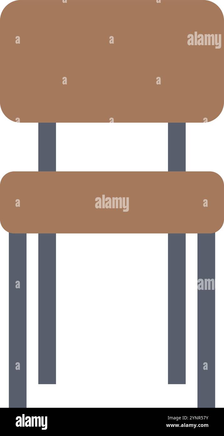 Chair color icon. Wooden seat front view isolated on white background ...