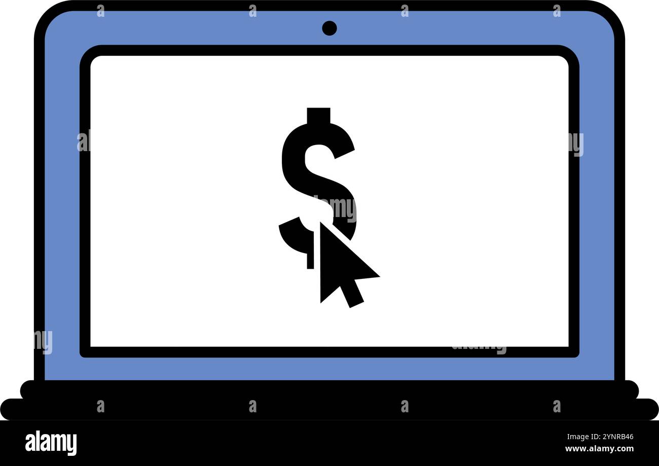 Laptop payment icon with dollar sign, Vector Stock Vector Image & Art ...