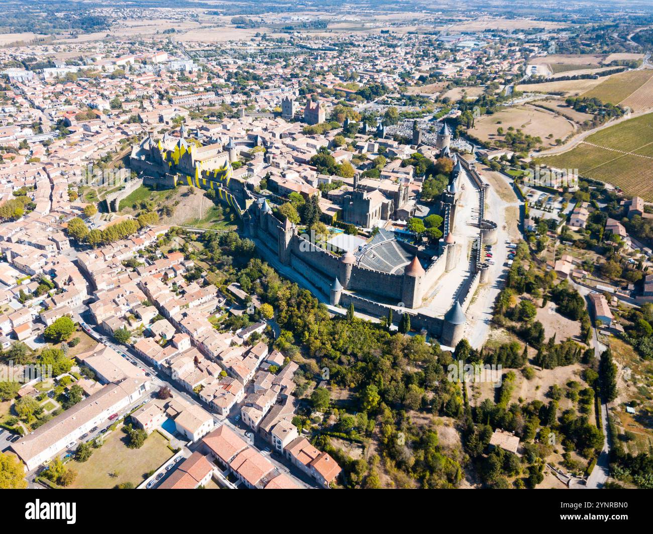 Aerial view of Carcassonne with fortress Stock Photo - Alamy
