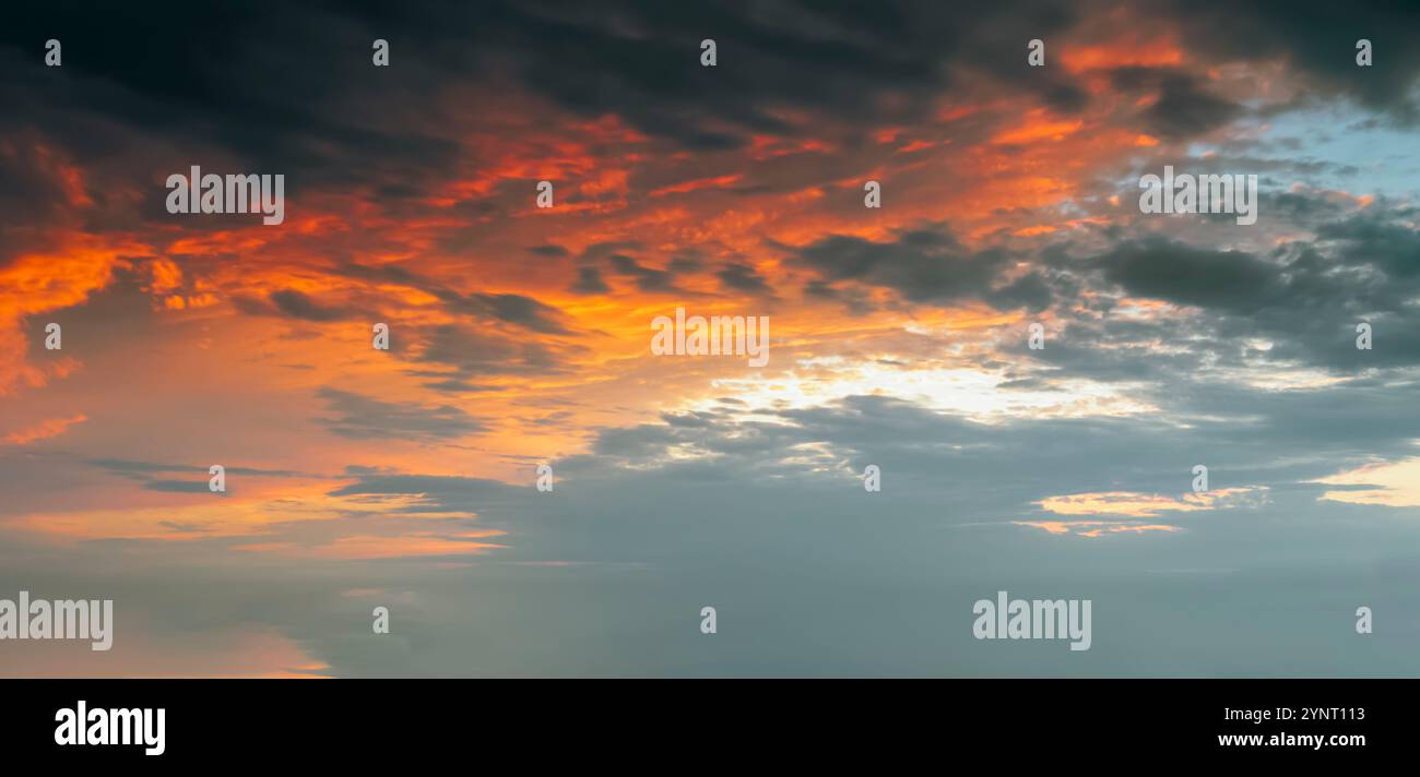 Colorful evening sky with dramatic clouds just after sunset. Sky background Stock Photo