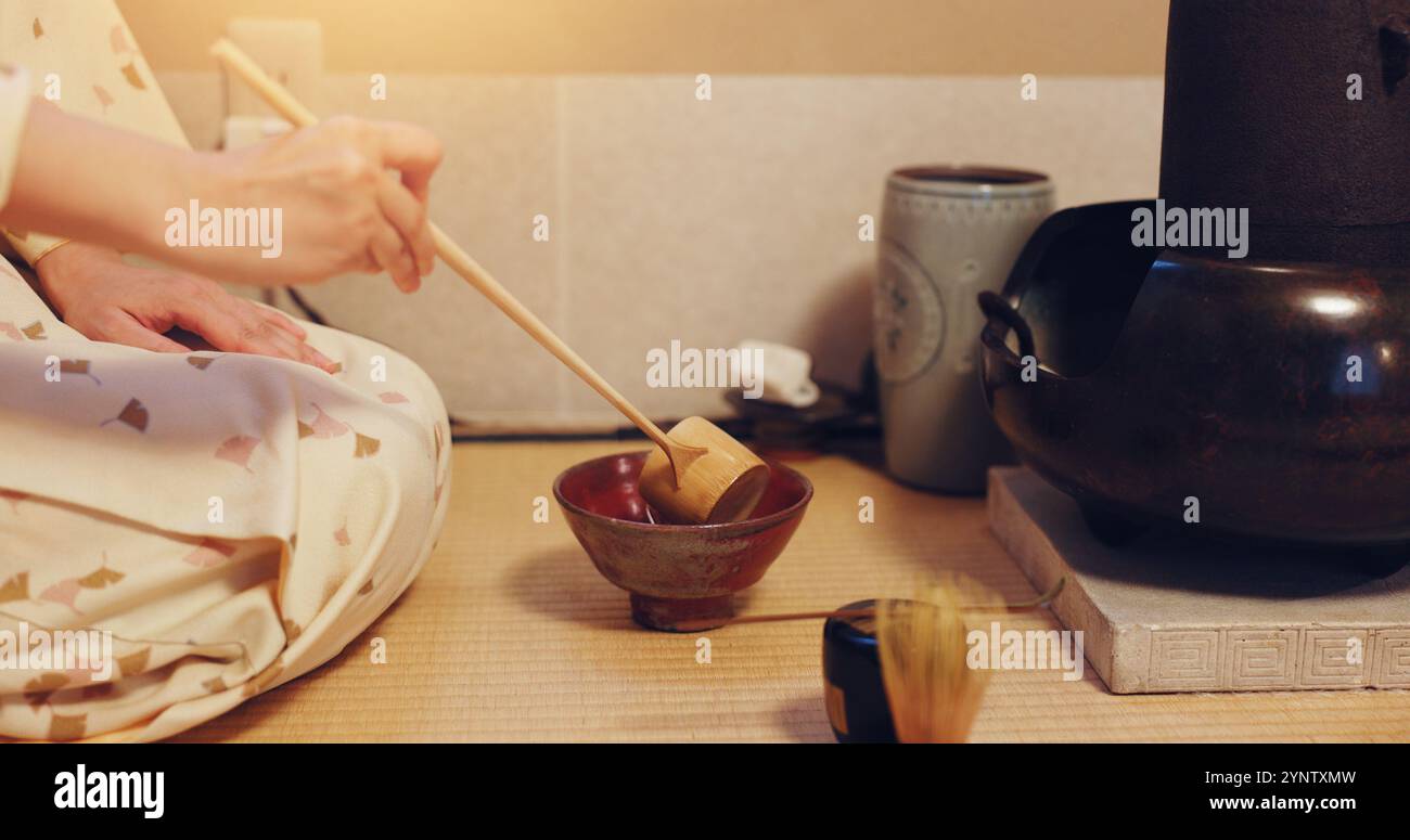Hospitality Ritual Tea Hands, japanese tea ceremony and matcha preparation for healthy drink ...