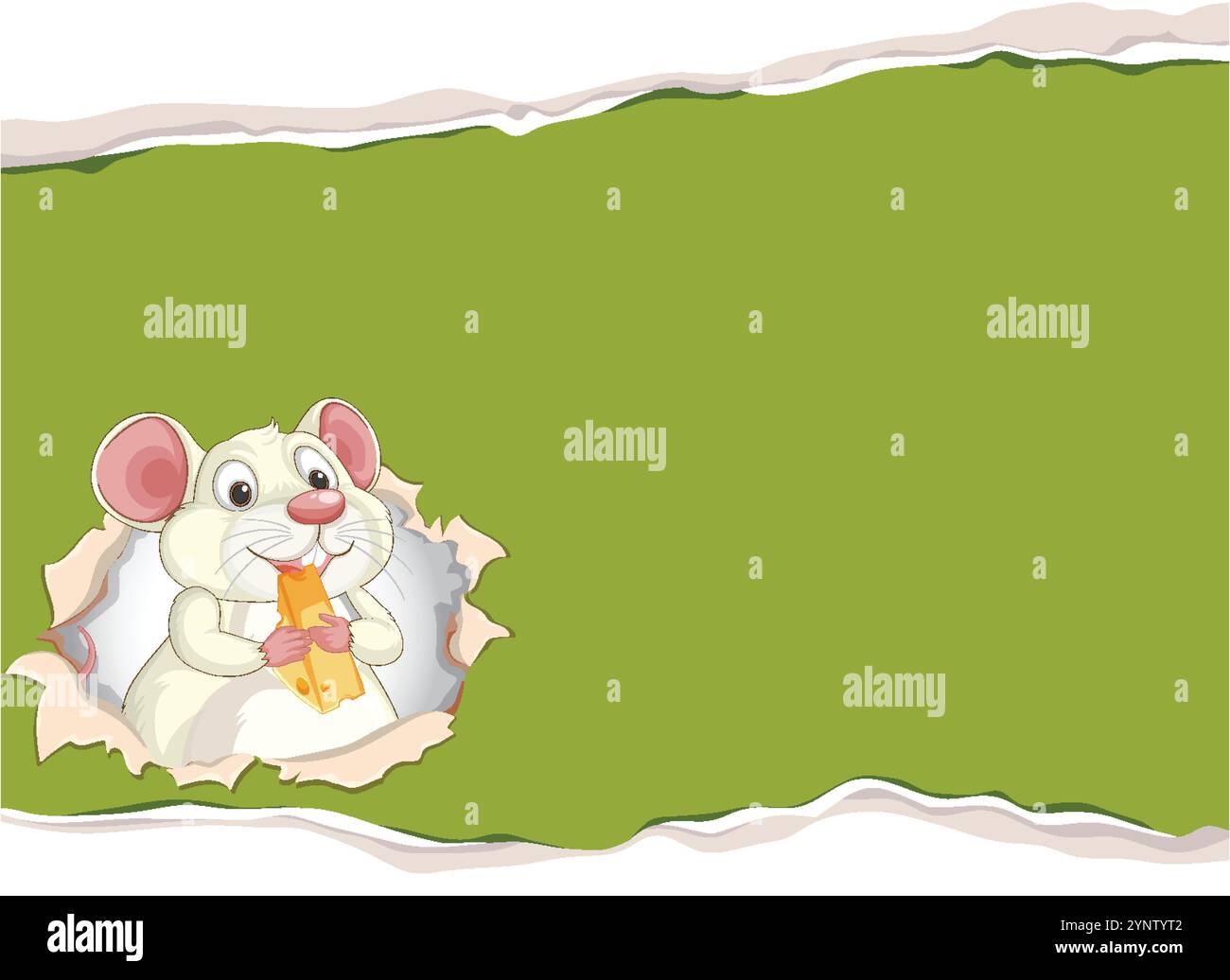 A cute mouse holding cheese in a frame Stock Vector