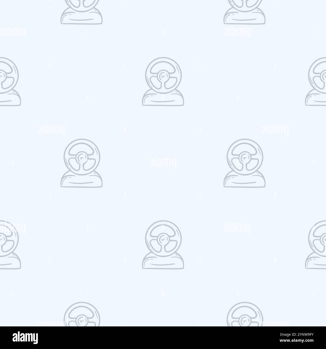A simple black and white pattern with a steering wheel for computer games. Hand drawn vector background Stock Vector