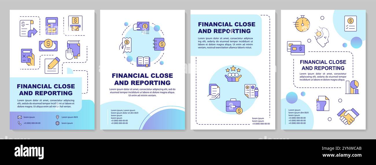 Financial close regulation blue gradient brochure template Stock Vector