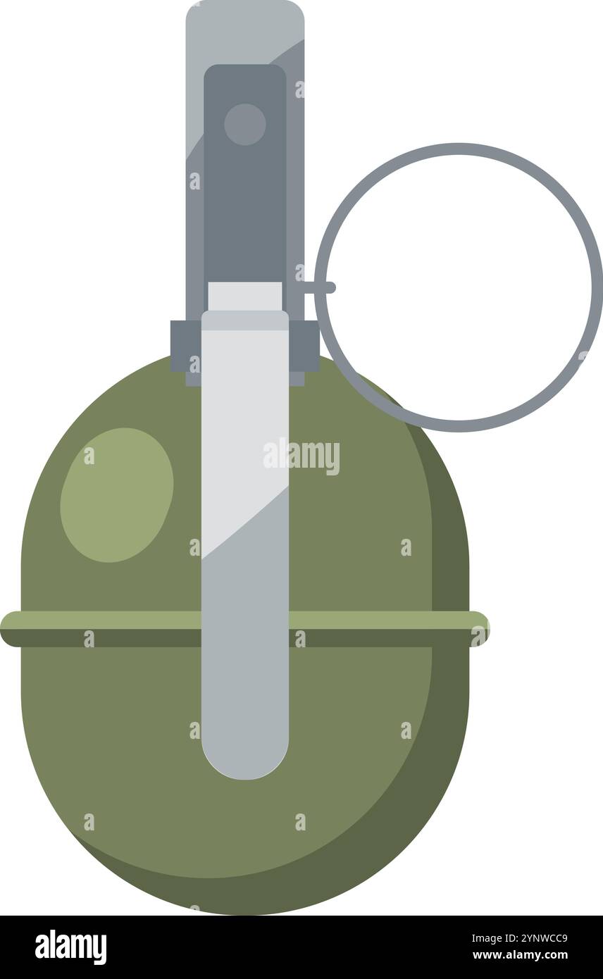 A cartoonish green grenade with a silver handle Stock Vector