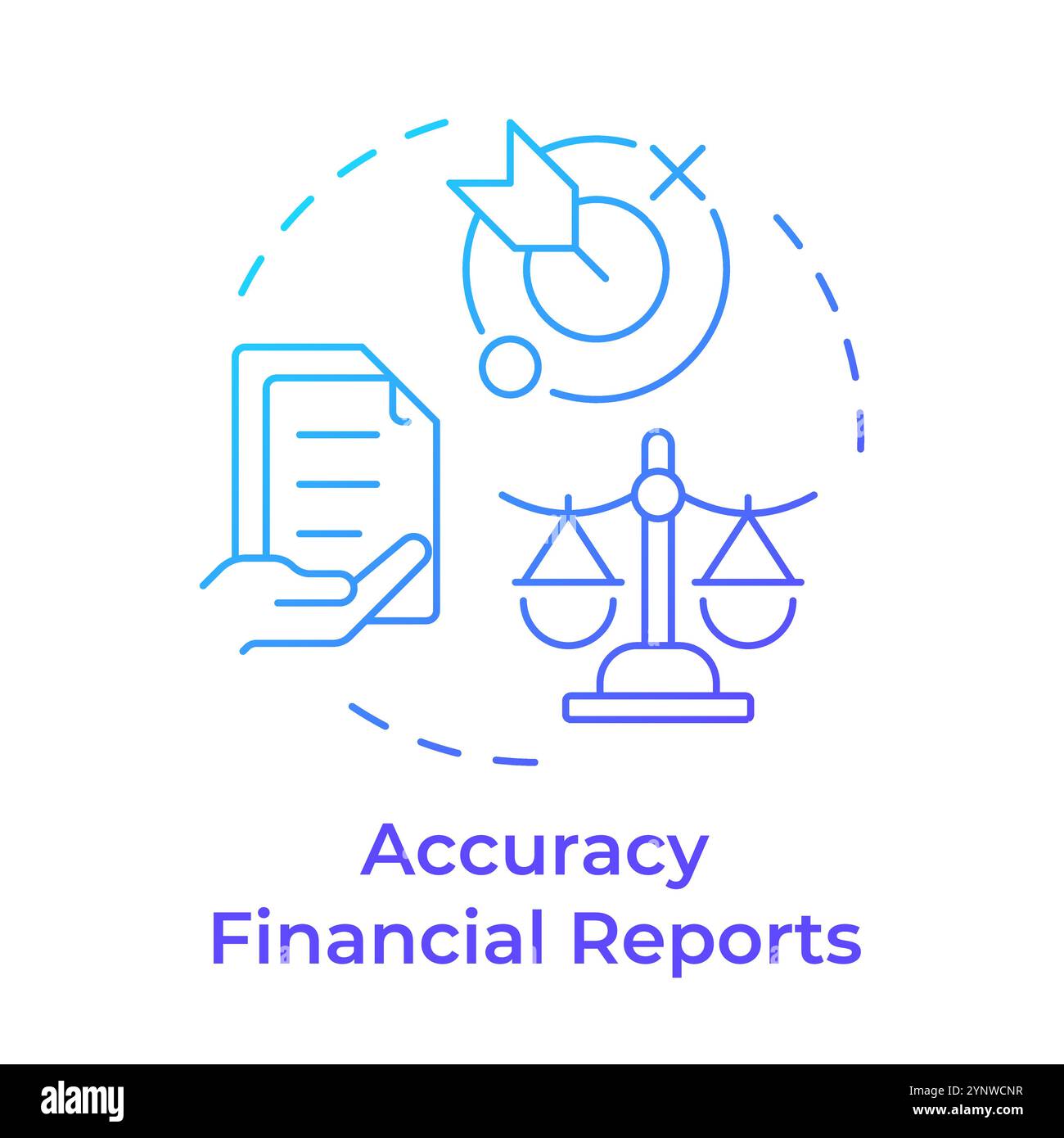 Accuracy financial reports blue gradient concept icon Stock Vector