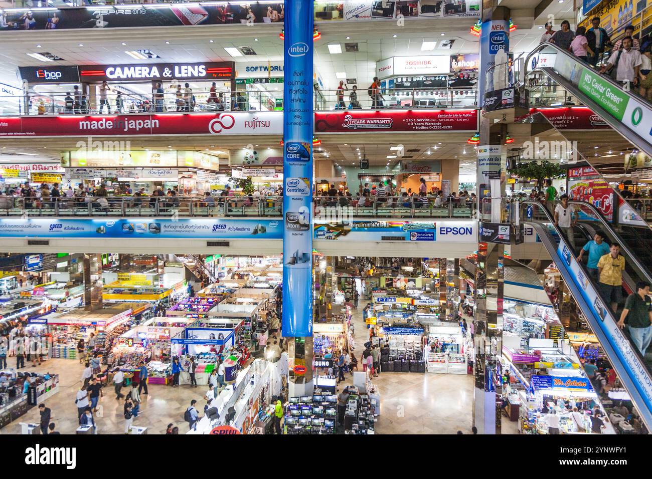 Bangkok, Thailand - December 22, 2009: inside the Pantip Plaza, the bigges electronic and software shopping complex in Thailand to get some bargain in Stock Photo
