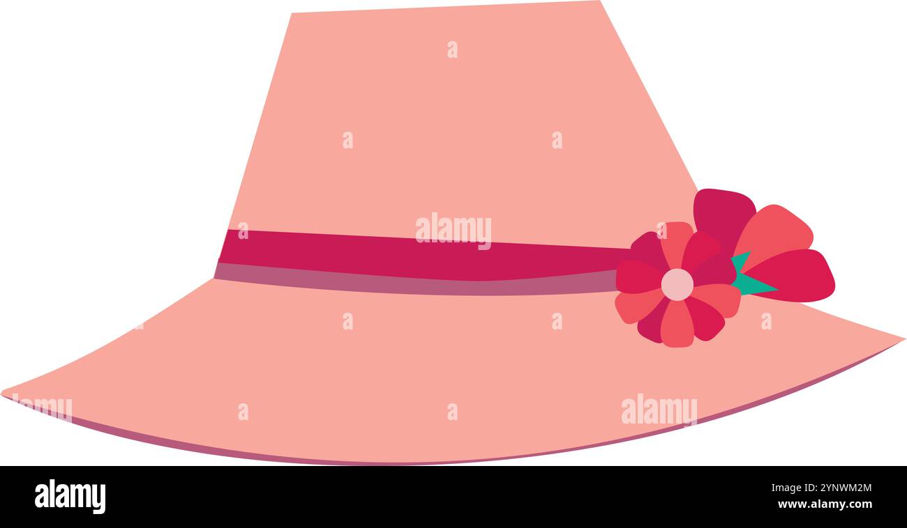 A pink hat with a flower on it Stock Vector